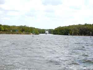 Boat returning via Ponce de Leon Inlet